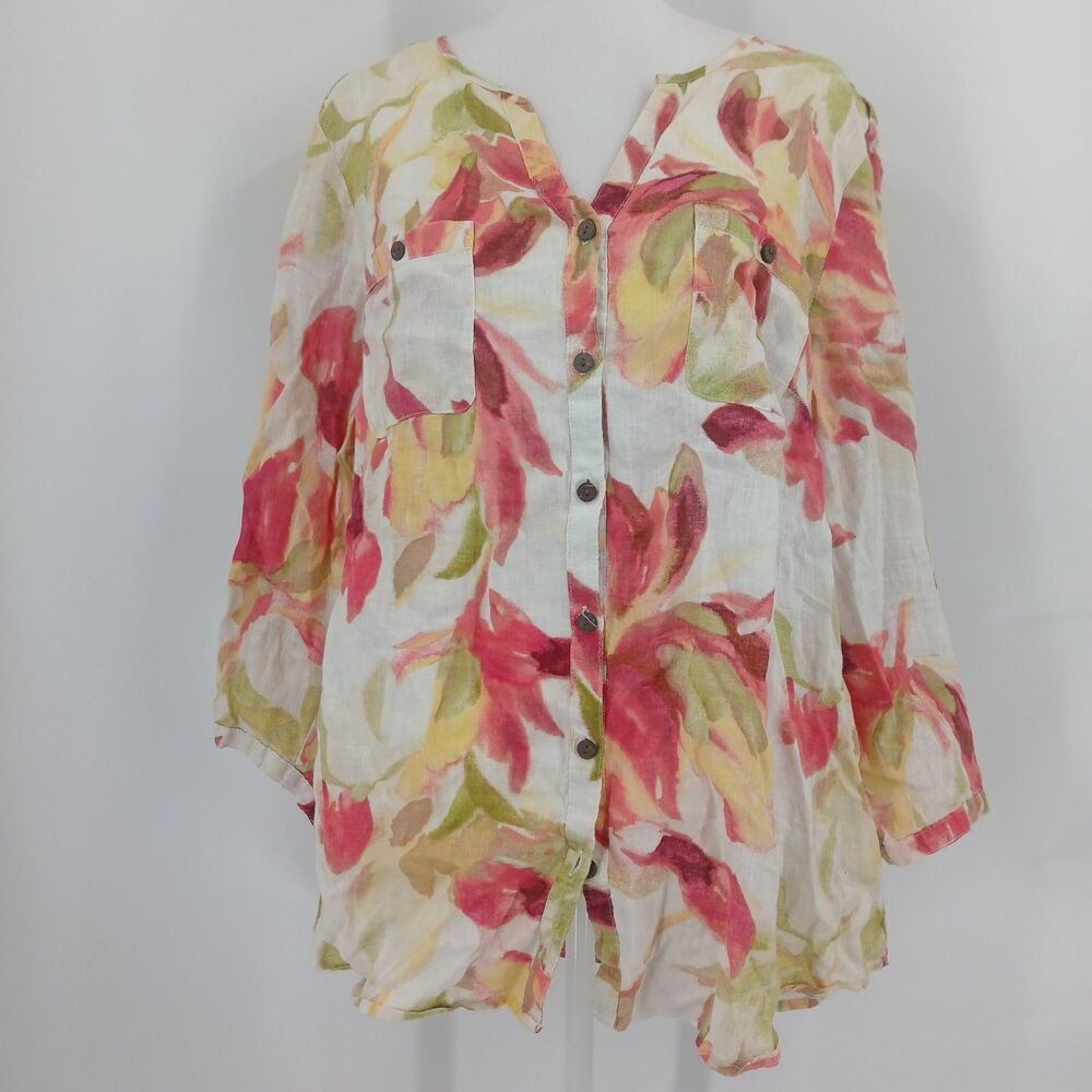 JM Collection Floral long Sleeve Blouse Top plus size 14